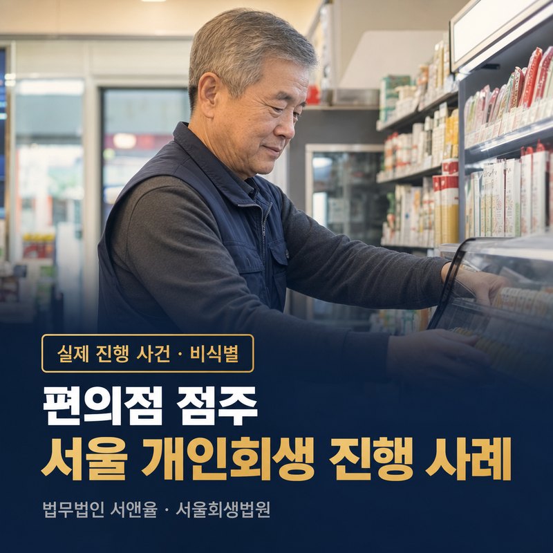 개인회생 절차, 영업 중인 점포는 어떻게 되나｜서울 60대 편의점 점주 개시결정 사례 — 이해를 돕기 위한 연출 이미지